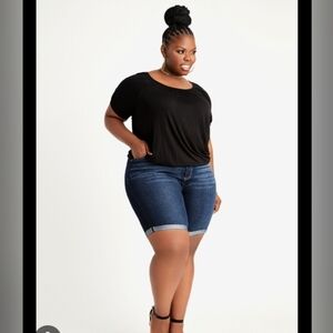 Ashley Stewart Denim Rolled Bermuda Shorts Size 24